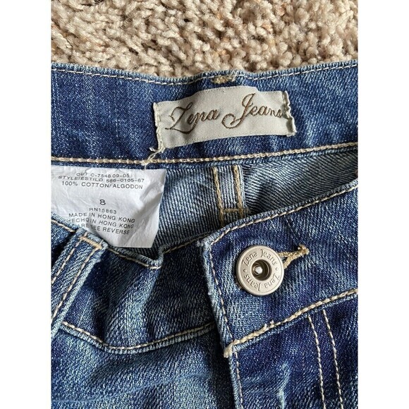 VINTAGE ZENA Jeans Bootcut Mid Rise Embroidered Floral Womens Size 8 Cot… - Picture 5 of 10